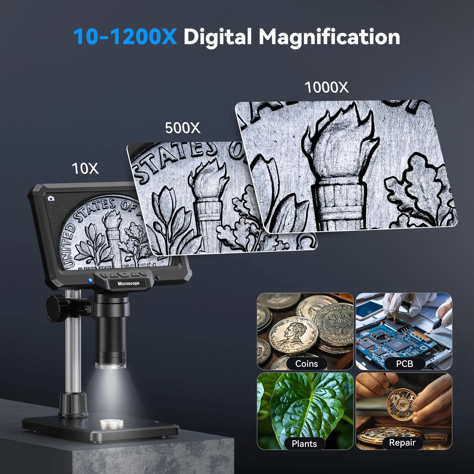 Hayve MK7 7-Inch 1200× Digital Microscope