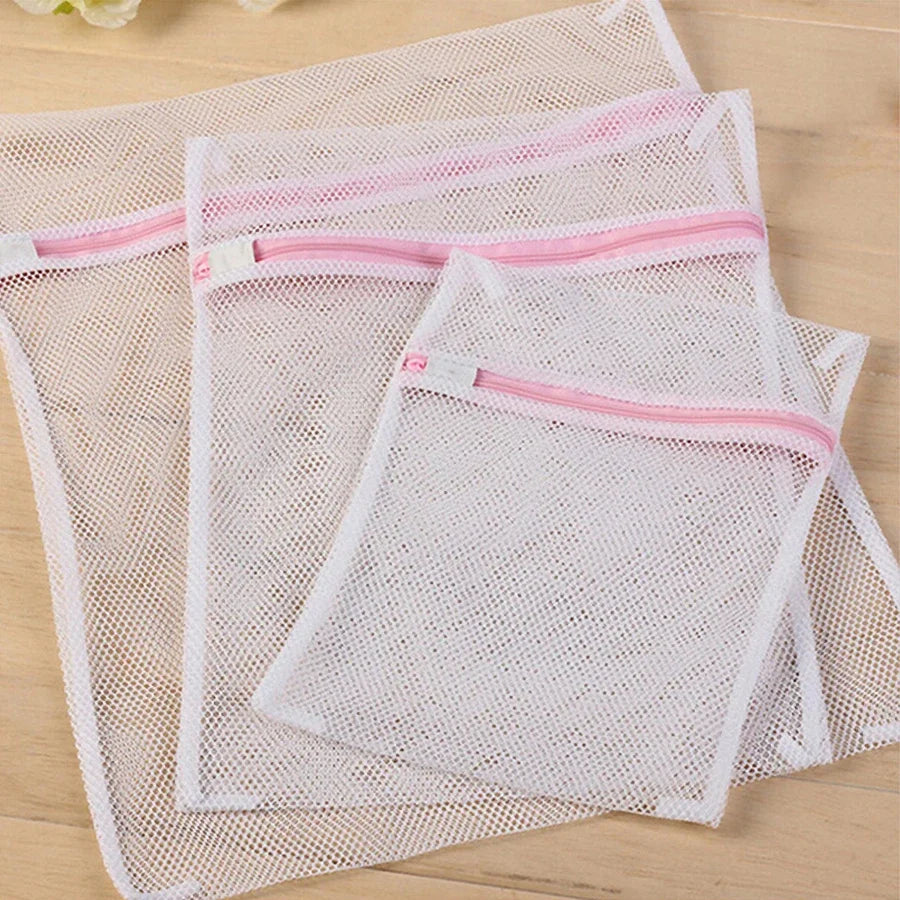 3-Piece Zippered Mesh Laundry Bag Set
