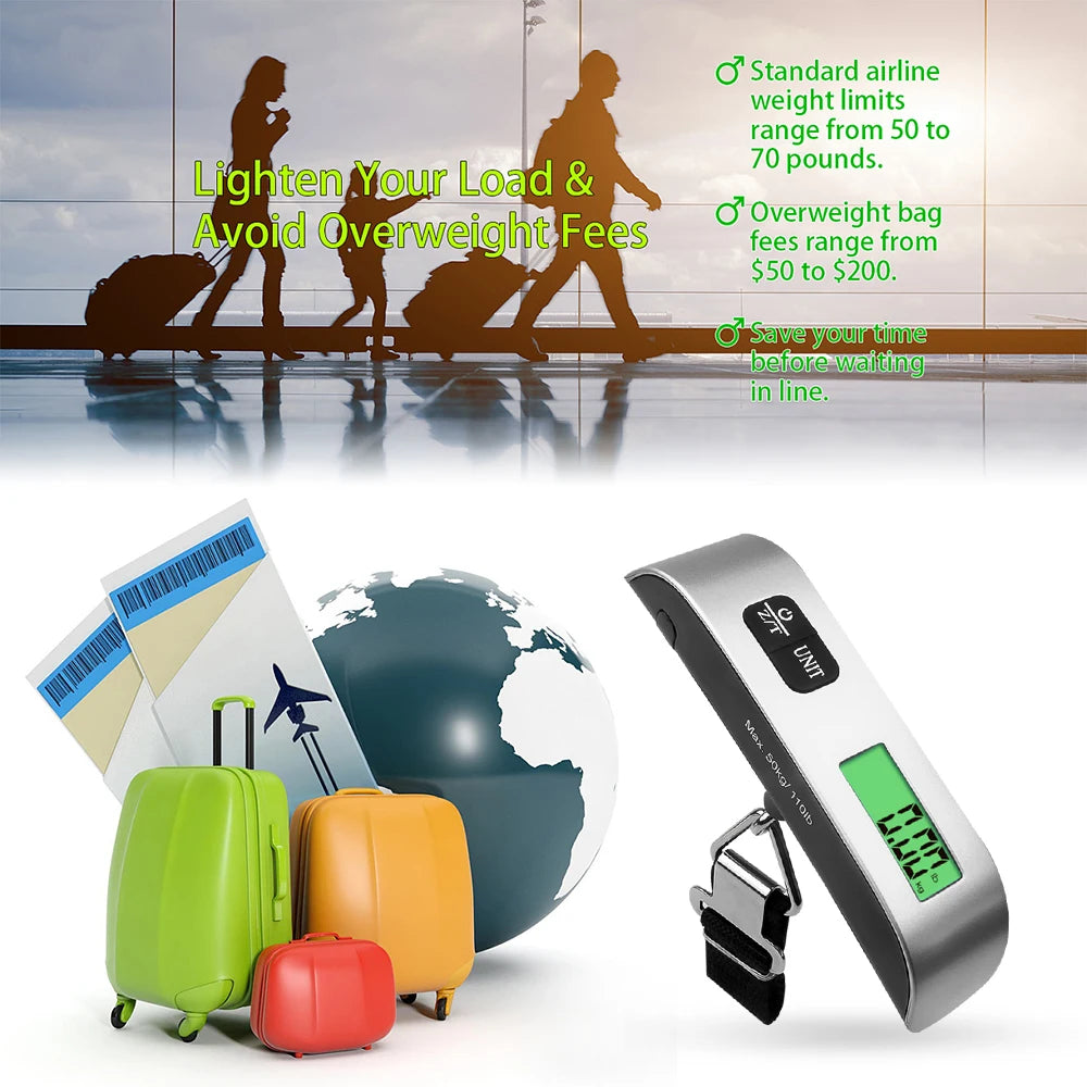 Digital Luggage Scale with LCD Display, 50 kg Capacity
