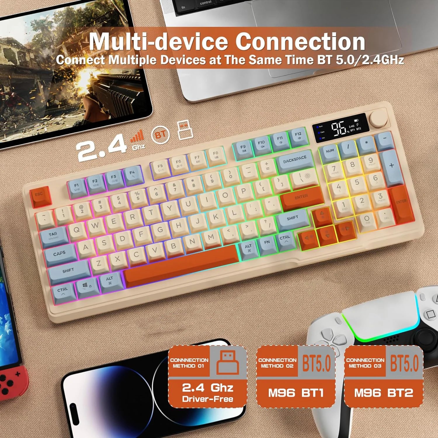 Attack Shark M96 94-Key Wireless Keyboard with Display & Volume Knob