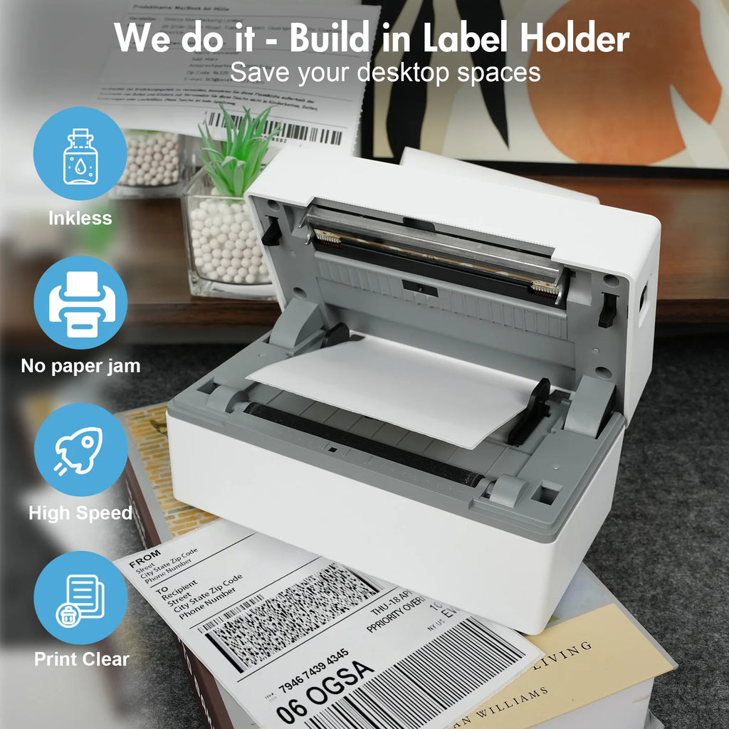 Bluetooth 4 × 6 Thermal Shipping Label Printer, 203 DPI