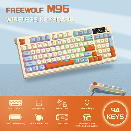 Attack Shark M96 94-Key Wireless Keyboard with Display & Volume Knob
