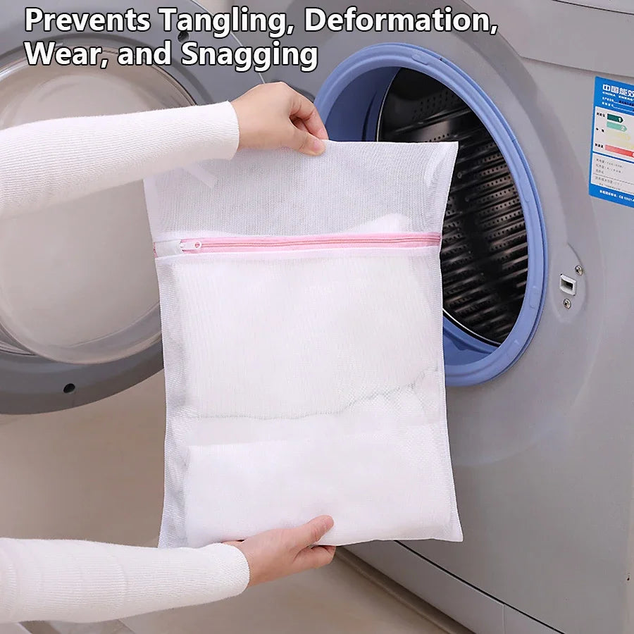 3-Piece Zippered Mesh Laundry Bag Set