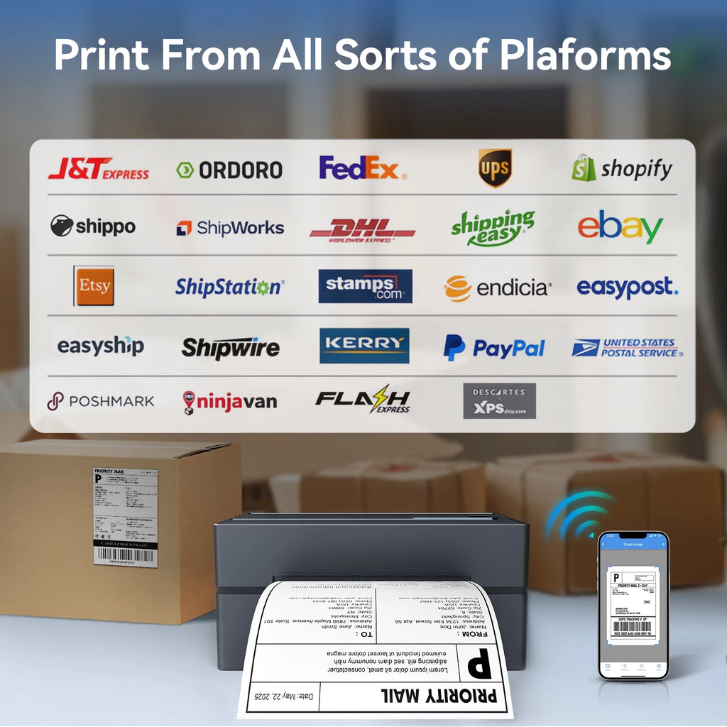 Bluetooth 4 × 6 Thermal Shipping Label Printer, 203 DPI