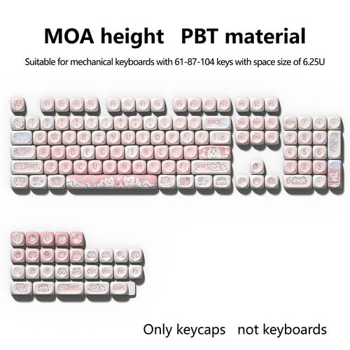 Strawberry Cat MOA PBT keycap set on a white background