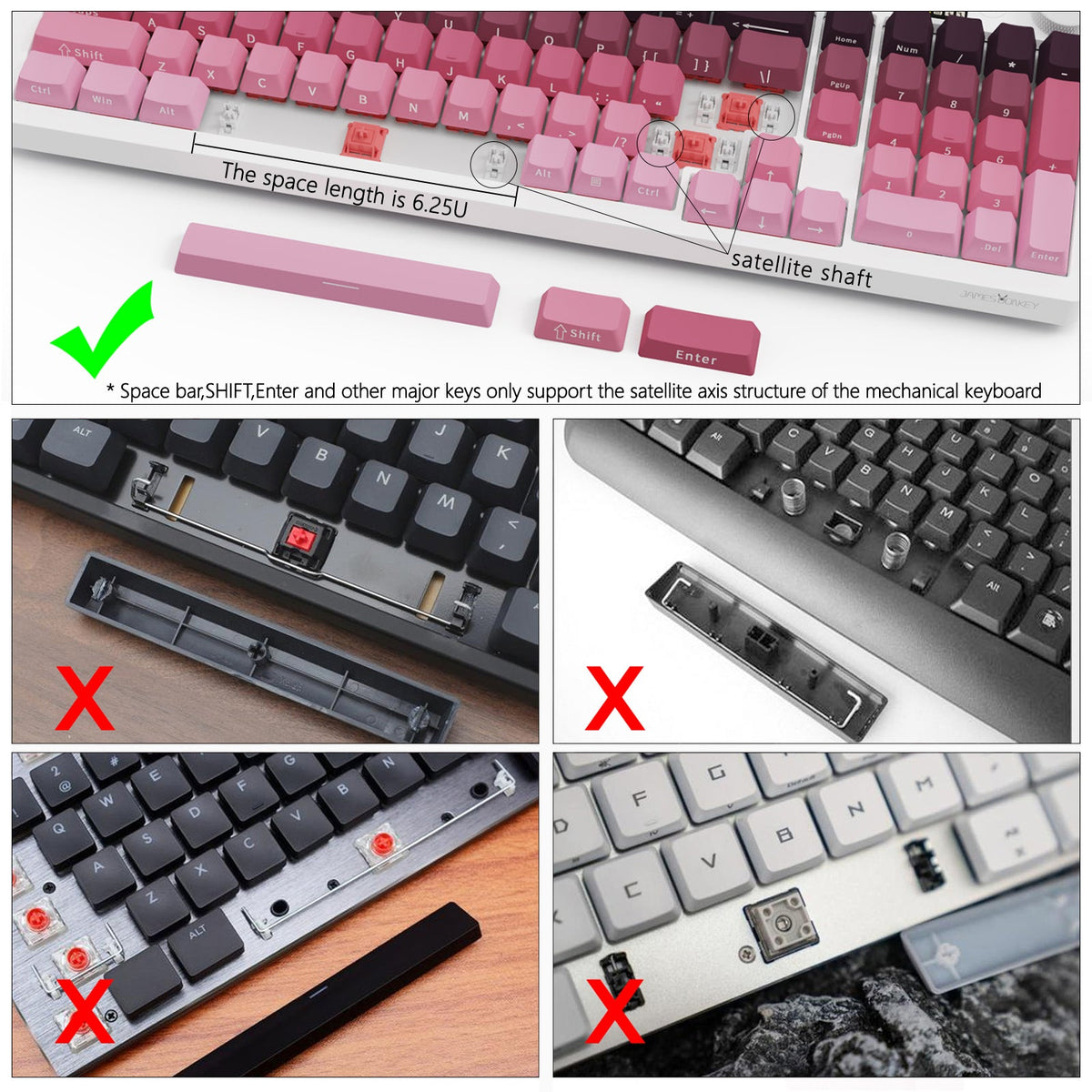 6.25U spacebar and stabilizer compatibility reference for mechanical keyboards